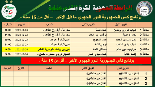 تغيير ملعب مباراة اصاغر عين علام مع اصاغر مستقبل قالمة